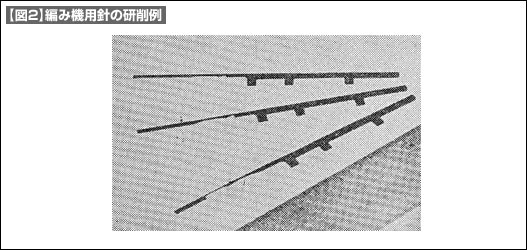 【図2】編み機用針の研削例