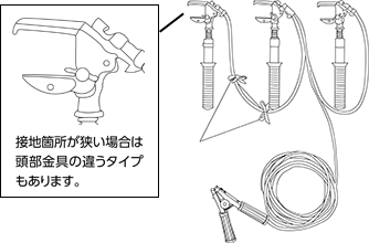 接地箇所が狭い場合は頭部金具の違うタイプもあります。