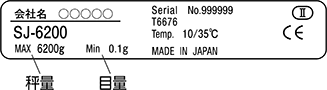 点検・検査をする電子はかりの秤量（計量できる最大値）と目量（最小表示単位）を確認してください。