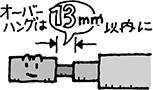 取り付けを完全に行ってください。オーバーハングは13mm以内にて使用してください。