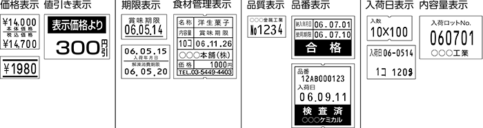 ハンドラベル表示の用途