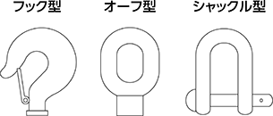 上部の形状 フック型 オーフ型 シャックル型