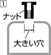 ①母材にナットをセット。