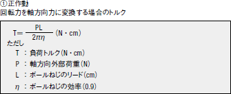 ①正作動 回転力を軸方向力に変換する場合のトルク
