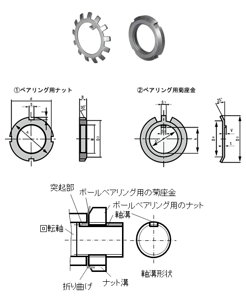 図2.固定ねじ構造（拡大図）と菊座金とナット