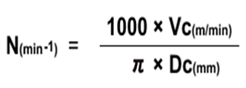 切削速度を回転速度する換算式